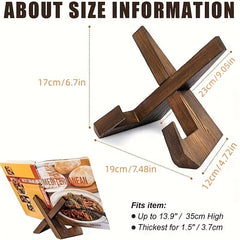 Farmhouse Style Solid Wood Stand for Cookbooks Records Books