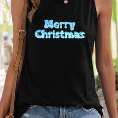 Christmas Print Tank Top Loose Basic