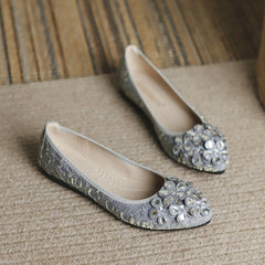 Rhinestone Ballet Flats Pointed Toe Slip-On Shoes