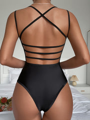 Solid Stretchy Skinny Sleeveless Square Neck Bodysuit