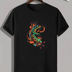 Dragon Print Men's Graphic Tee for Summer