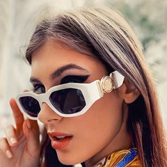 Vintage Polygonal Sunglasses Woman UV Protection Disco Glasses