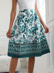 Boho Floral Print Elastic Waist Skirt