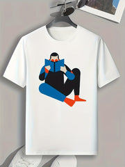 Man Pattern Print Comfy Sports T-shirt Men's Graphic Tee for Fitness Activities