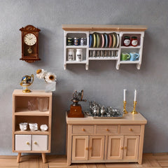1:12 Dollhouse Kitchen Wall Shelves & Storage Cabinets Natural Wood