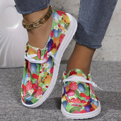 Colorful Balloon Pattern Flat Shoes Women's Shallow Mouth Casual Shoes