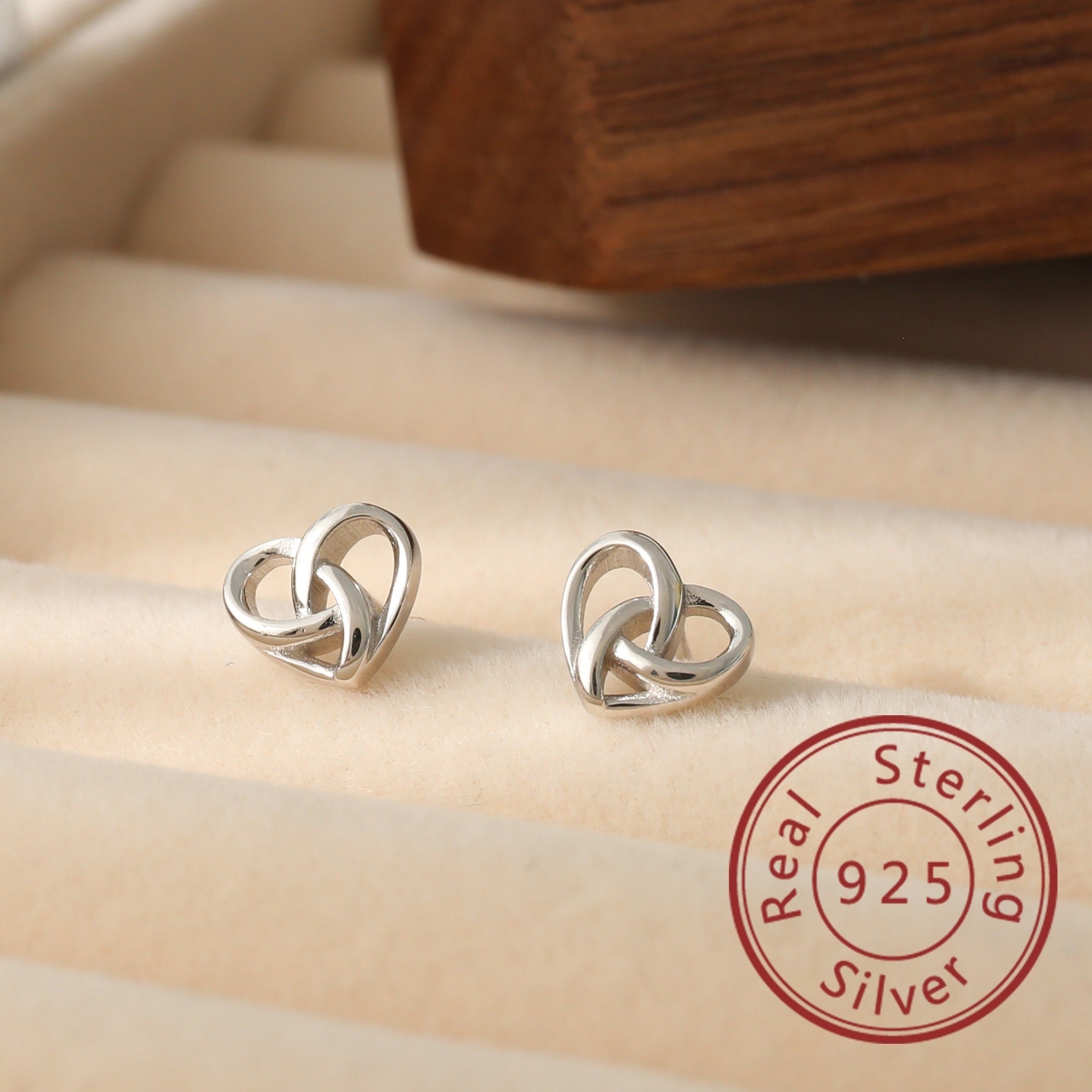 925 Silver Heart Stud Earrings, Hypoallergenic Jewelry for Teens
