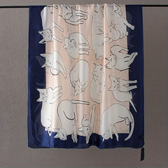 Cartoon Cat Print Scarf Block Shawl Windproof Bandana