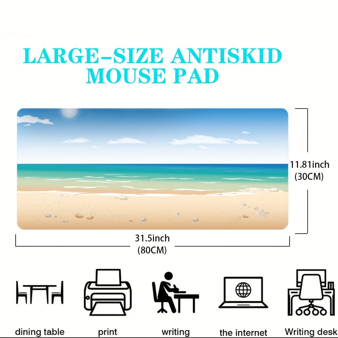 Summer Beach Non-slip Mouse Pad Game Pad 80.01 x 30.0cm