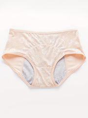 3 Pack Women's Plus Floral Jacquard Mid Waisted Leak Proof Period Briefs Set
