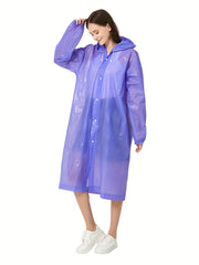 Hooded Waterproof Rain Poncho Drawstring Lightweight Reusable Anti Raincoat