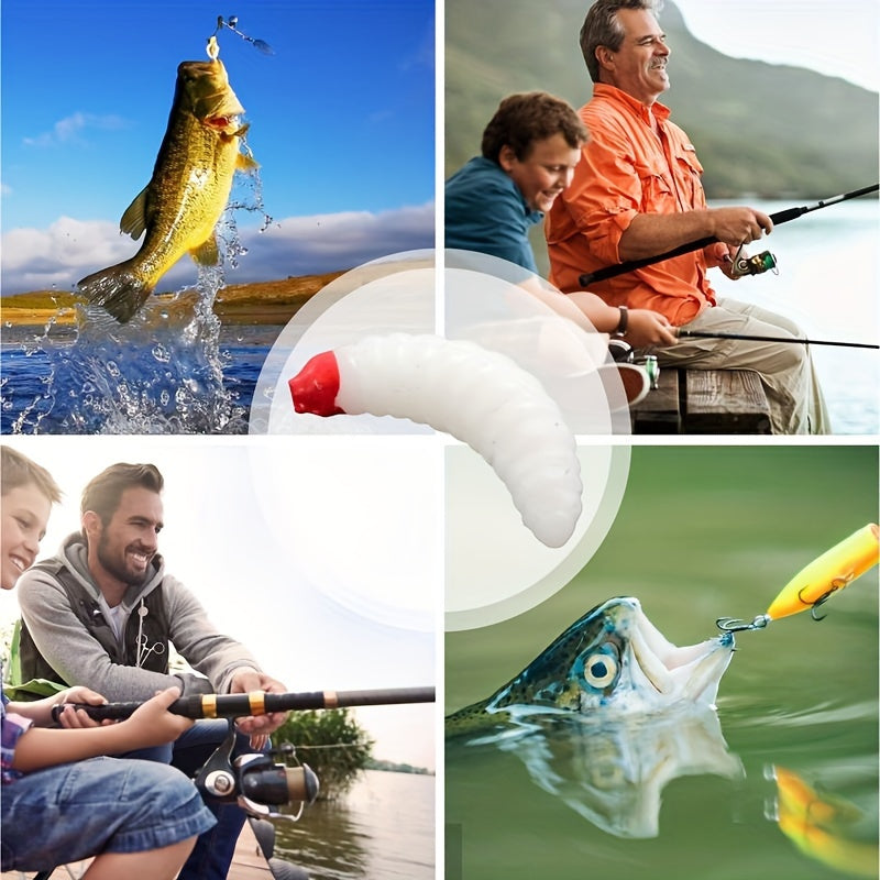 50pcs Soft Worm Fishing Bait Kit Bass Lures Freshwater Accessories