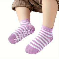 6 Pairs Baby Girl's Non Slip Socks Animal Pattern Rubber Dot Soft Socks