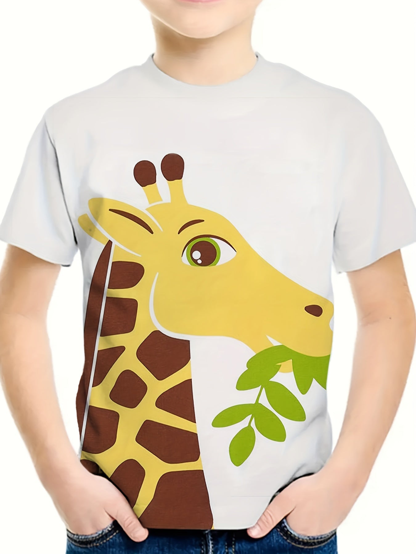 Breathable 3D Giraffe Print Short Sleeve T shirt Girls Spring Summer Gift
