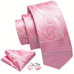 Men's Jacquard Tie & Hankerchief & Cufflinks Set