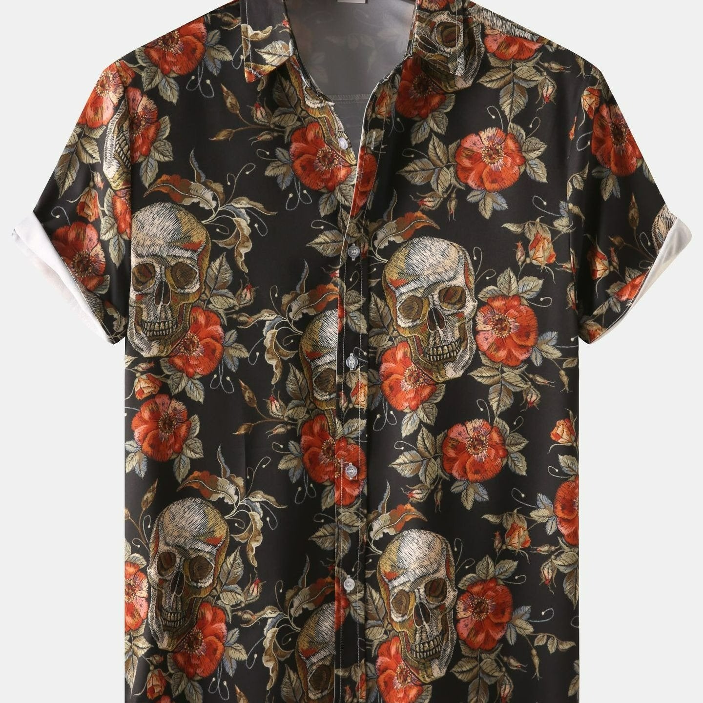 Autumn Men's Halloween Print Short Sleeve Shirt