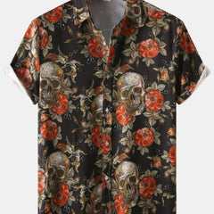 Autumn Men's Halloween Print Short Sleeve Shirt