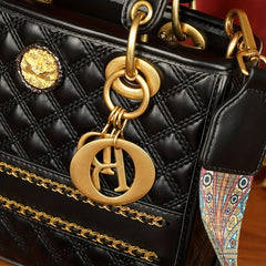 Quilted Top Handle Satchel Crossbody Bag Leather Handbag Purse