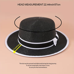 Double Flat Top Jazz Fedora Straw Hat for Women