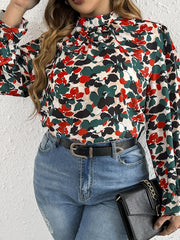 Floral Print Lantern Sleeve Blouse