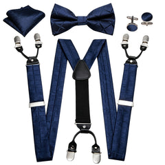 Barry Wang Plaid Cartoon Solid Suspenders Set