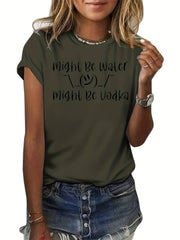 Casual Sports Letter Pattern T-shirt Short Sleeve Women's Tops