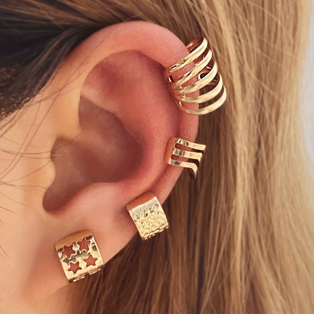 12pcs Alloy Ear Clip No Piercing Hook Clip Earrings For Women