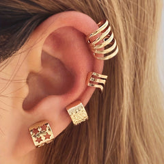 12pcs Alloy Ear Clip No Piercing Hook Clip Earrings For Women