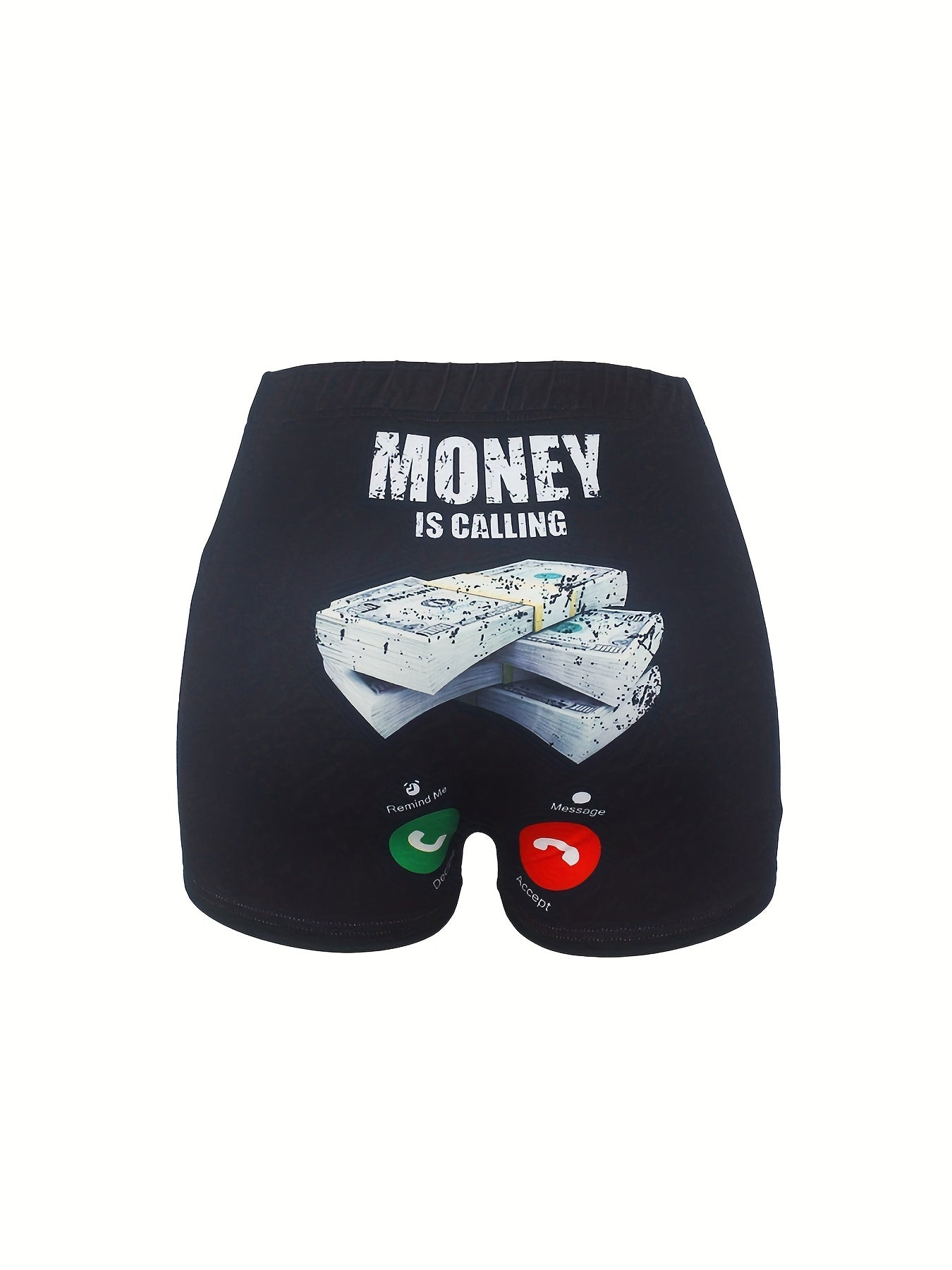 Money Is Calling Print Skinny Shorts
