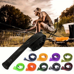 5/10pcs Braided Mesh Fishing Rod Sleeve Sea Fishing Cover Casting Spinning Rod