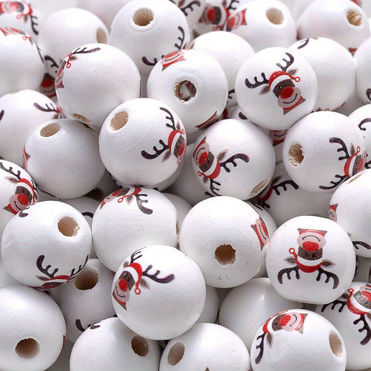 10pcs 15mm Christmas Wooden Beads Snowman Tree Santa Spacer Beads