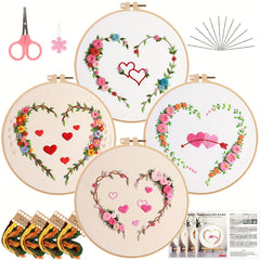 4pcs Embroidery Kit Love Pattern Set with Hoop 20.07cm