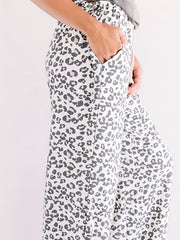 Leopard Print Drawstring Straight Leg Pants