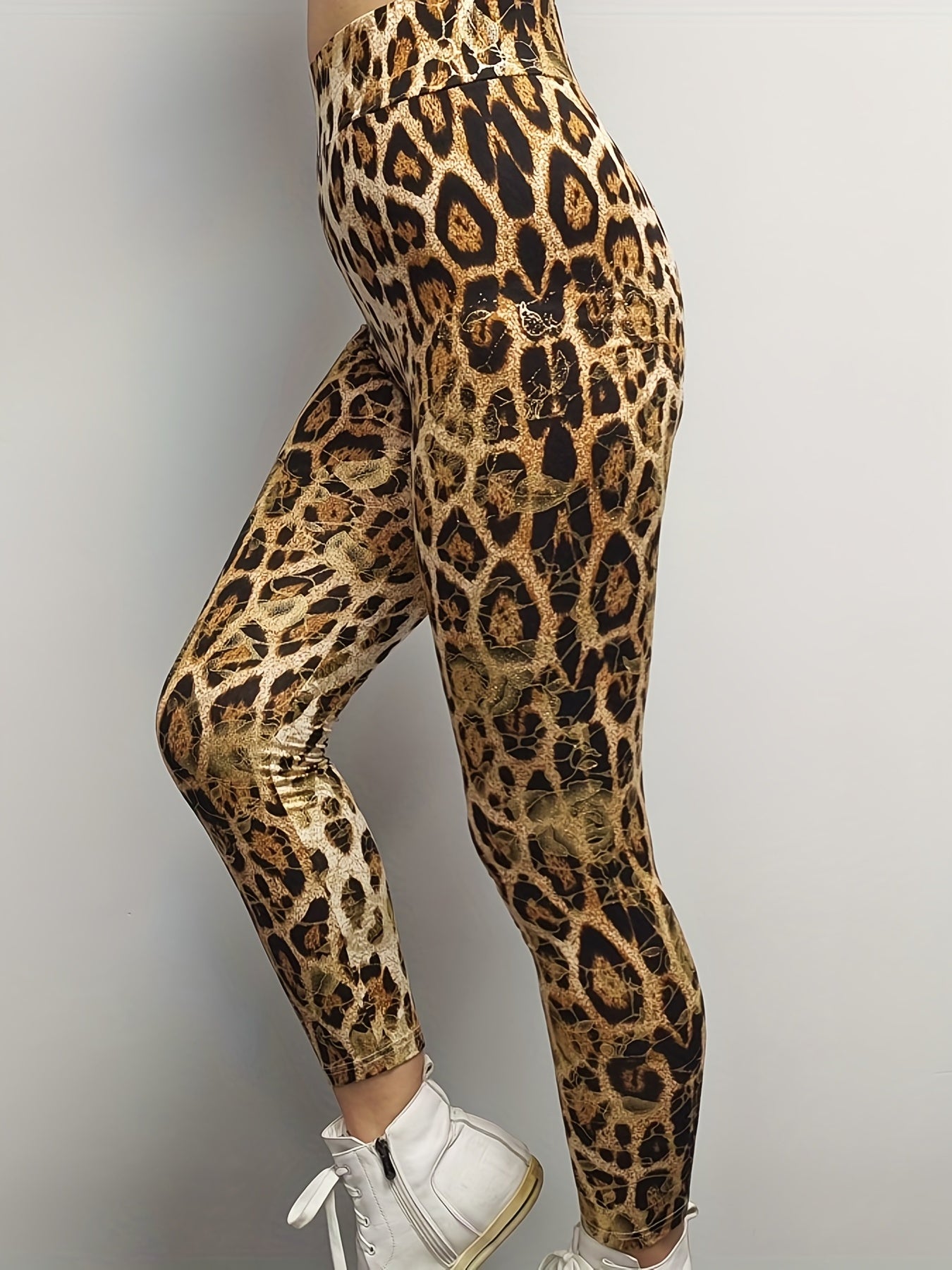 Leopard Print High Waist Leggings Women's Clothing