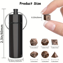 Mini Antique Iron Dice Set Bronze Polyhedral Metal Game Dice Set