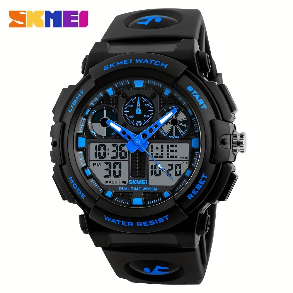 Dual Time Electronic Watch Silicone Band Military Wrist Watch