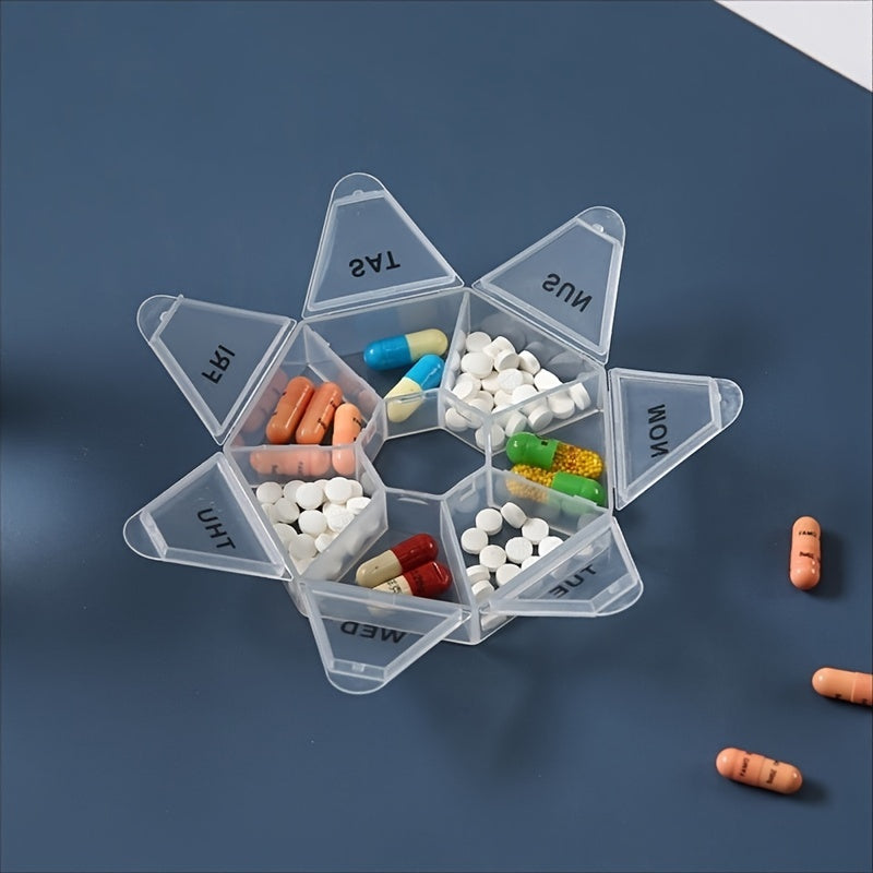 Rainbow Pill Box 7 Compartment Thickened Pill Organizer for Travel