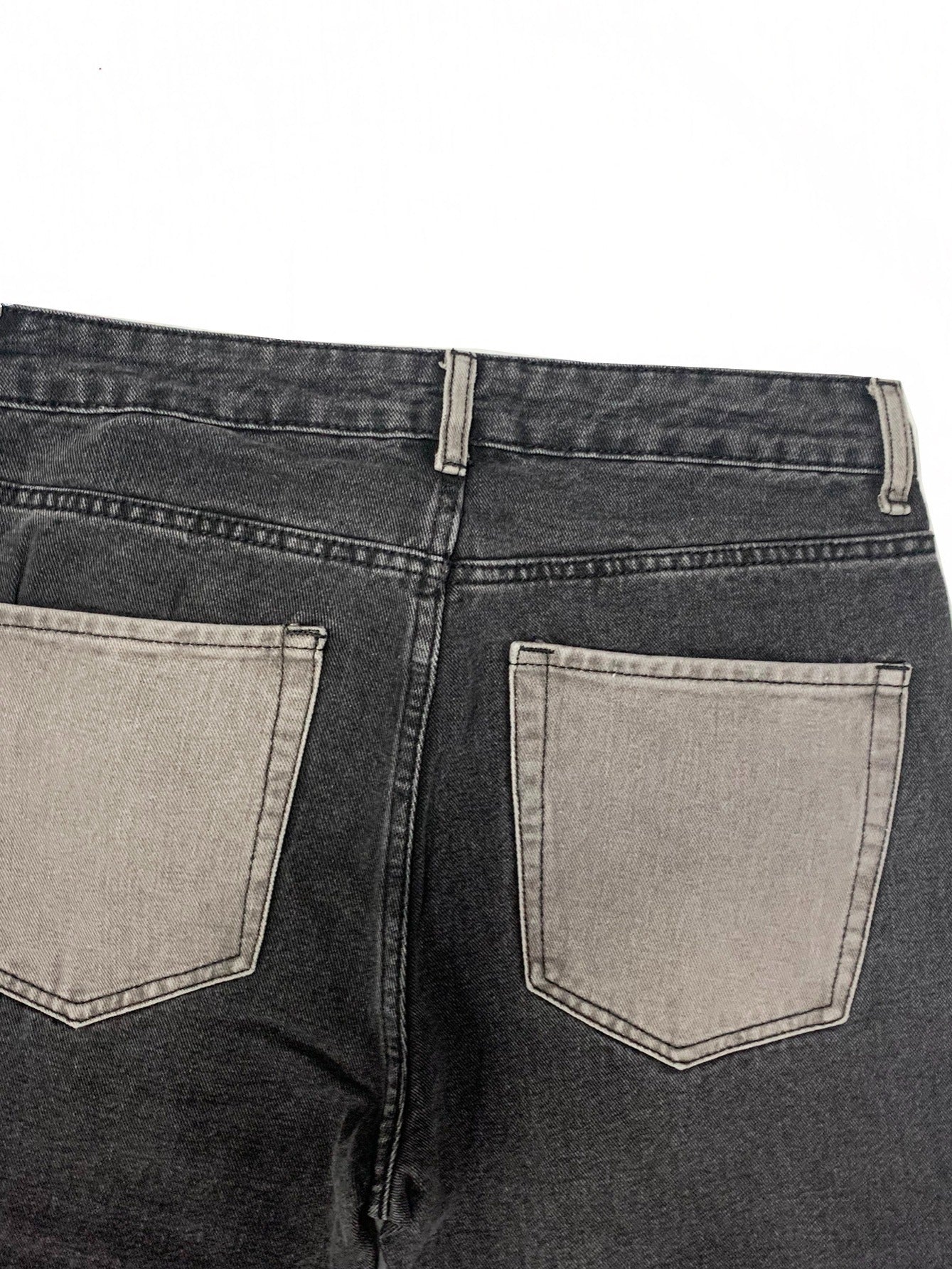 Men's Block Patchwork Pattern Jeans With Pockets