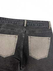 Men's Block Patchwork Pattern Jeans With Pockets