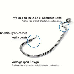 20pcs Bass Fishing Offset Worm Hooks High Carbon Steel Circle Fishing Hooks Jig