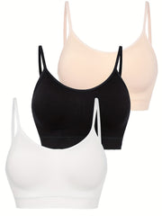 3 Pack Seamless Sports Bra Set Plus Size High Stretch Comfort Wireless Yoga