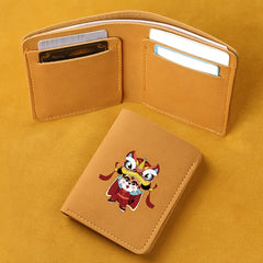 Rabbit Year Lion Dance Pattern Leather Short Wallet
