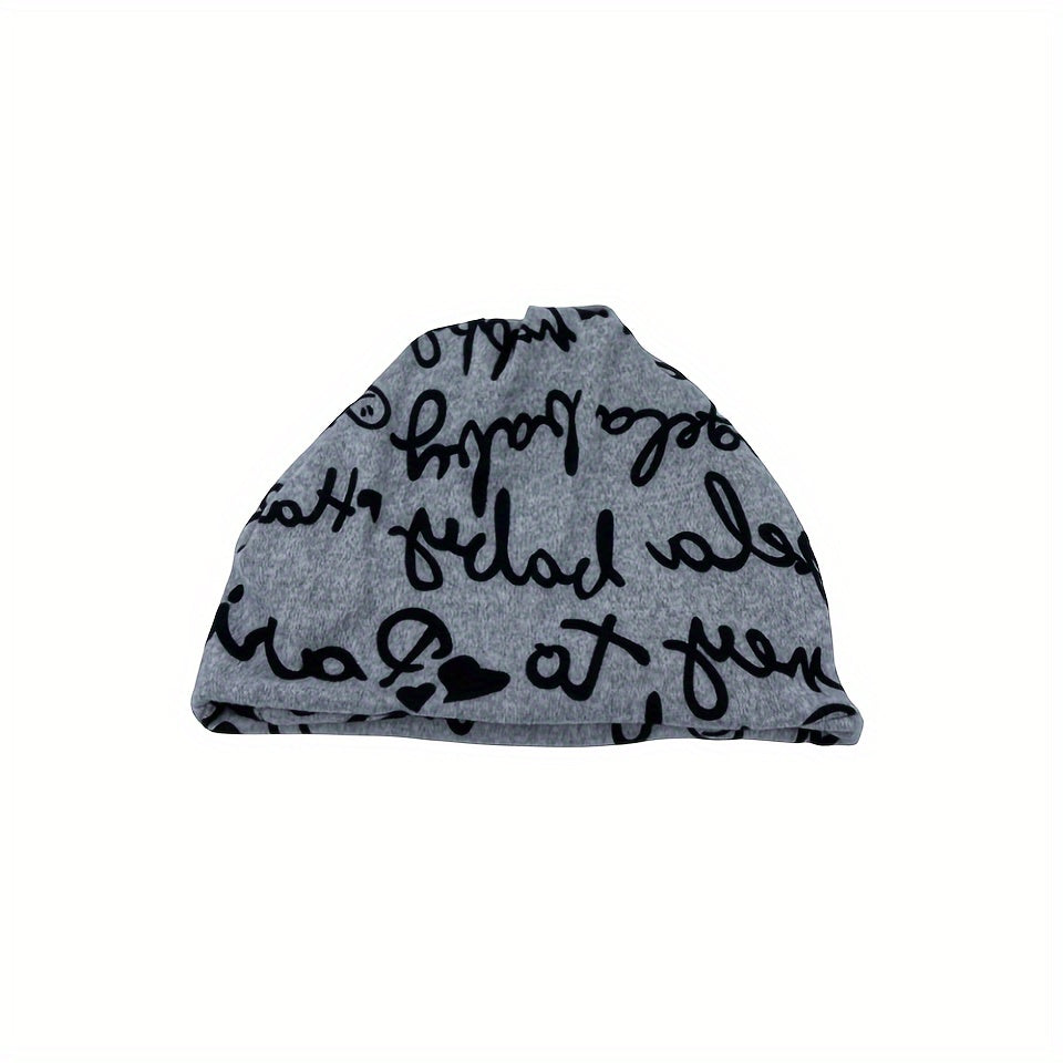 Letter Graphic Beanie Hat Winter Warm Knit Hat