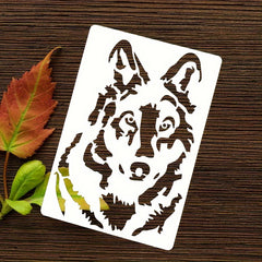 Wolf Pattern Stencil For DIY Painting On Fabric Car Boards Craft Projects