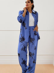 Women's Floral Print Blouse & Wide Leg Pants Set