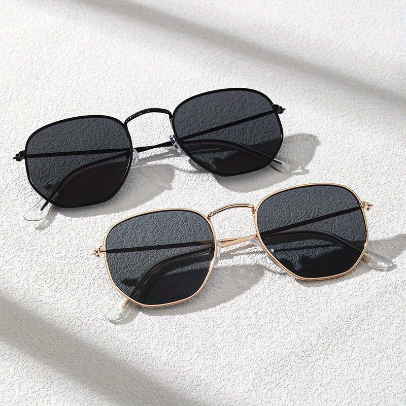 2 Pairs Men's Oval Frame Sunglasses Mixed Metal PC Eyewear