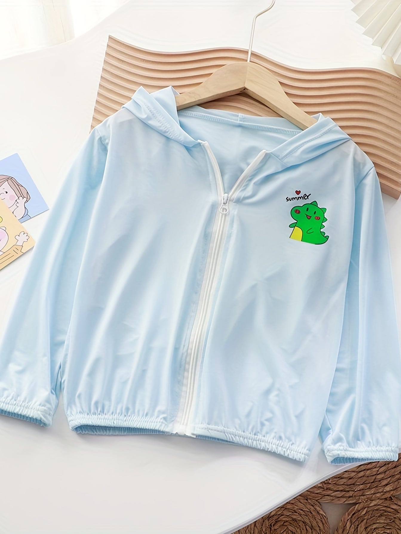 Teen Dinosaur Graphic Hooded Casual Coat Kids Sunscreen Jacket