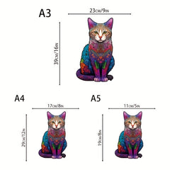 Yin Yang Wooden Jigsaw Puzzle - Cat Shaped Animal Toy