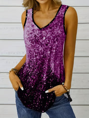 Summer V Neck Tank Top Casual Sleeveless All Over Print Women's Clothing