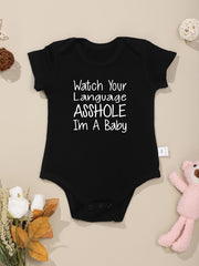 Baby Girls Casual I'M A BABY Print Romper